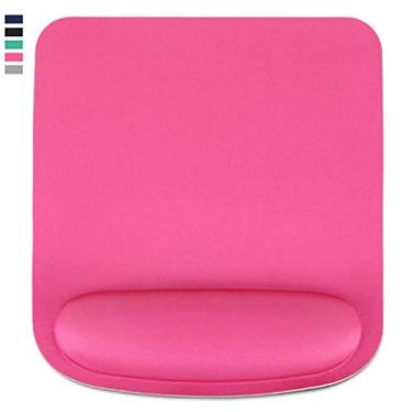Imagem de Mouse pad confortável com apoio de pulso, tapete ergonômico com suporte de pulso de espuma viscoelástica antiderrapante, adequado para laser e mouse óptico, rosa