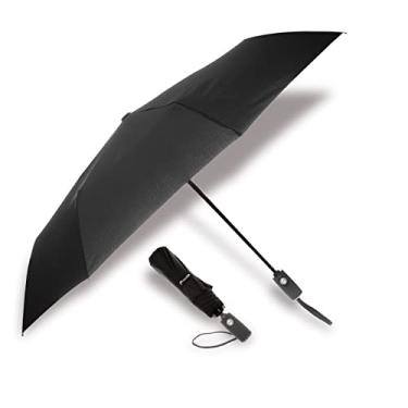 Imagem de Guarda-chuva de viagem revestido"TEFLON" à prova de vento – abrir/fechar automático – design leve preto elegante para viagens para mulheres/homens