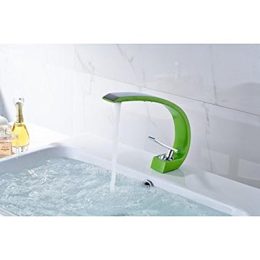Imagem de Torneira para Banheiro com Aerador, Cromado e Verde, Monocomando com Misturador - LMS-10019V