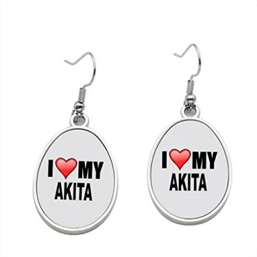 Imagem de Brinco I Love My Akita - Brincos pendentes para meninas - Presente de festa de aniversário dos namorados