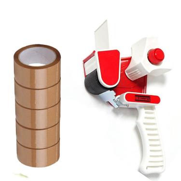 Imagem de Kit Suporte p/Fita de Embalagem + 4 Fitas de marrom 48mmX45m