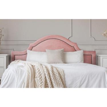 Imagem de Cabeceira King Provençal 193x60cm Veludo Rosê - Tachas Fumê