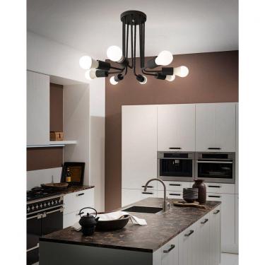 Imagem de Plafon Bivolt Luminária Aramado 8 Braços 36,5x44cm Sputnik WOODS! Preto Micro