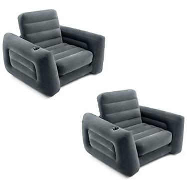 Imagem de Intex 66551EP Inflatable Pull-Out Sofa Chair Sleeper that works as a Air Bed Mattress, Twin Sized (2 Pack)
