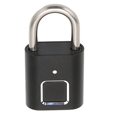 Imagem de Fechadura biométrica, Carregamento USB portátil de liga de alumínio com impressão digital Cadeado robusto para bolsas