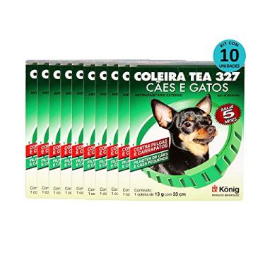 Imagem de Kit Coleira Contra Pulgas E Carrapatos TEA 327 Cães Pequenos König 13g C/ 33cm C/ 10 unidades