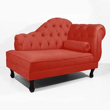 Imagem de Recamier Sofá Divã Com Pés Retro 120X60 - Elã (Suede Vermelho)