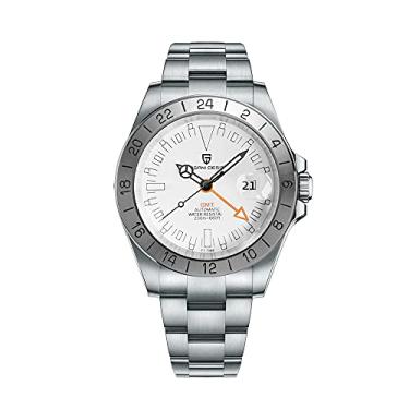Imagem de Pagani Design Relógio de pulso masculino mecânico automático GMT 42 mm à prova d'água aço inoxidável vidro safira, Swhite, esportivo