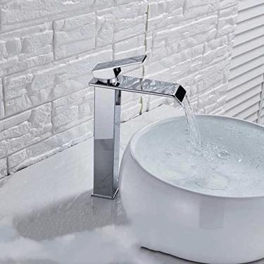 Imagem de Torneira de pia de bacia cromada quadrada e preta, torneira misturadora de banheiro, bico largo, torneira de pia, torneira de água quente e fria, cromo B, China