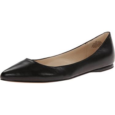 Imagem de Nine West Sapatilha feminina Speakup bico fino sem cadarço, Couro preto, 9 Wide