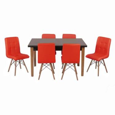 Imagem de Conjunto Mesa De Jantar Luiza 135cm Preta Com 6 Cadeiras Gomos - Verme