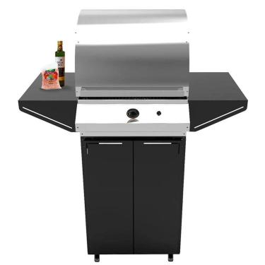 Imagem de Churrasqueira Americana a Gás Natural com Grelha Dupla em Aço Inox  Acendimento Bivolt Saro Preto