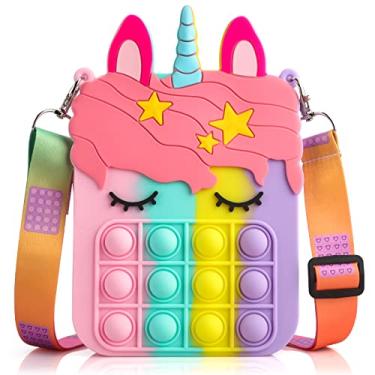 Imagem de ATESSON Pop Shoulder Bag for Girls and Women, Big Pop Purse Bags, Lovely Sensory Silicone Cartoon Bag Toy for Students Kids