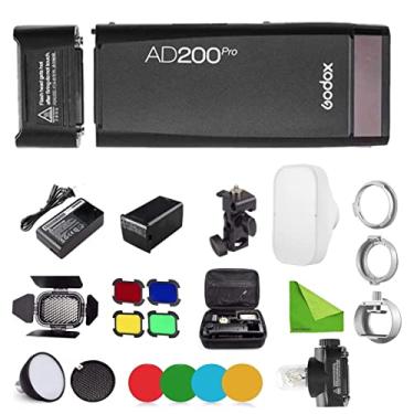 Imagem de Godox AD200 Pro AD200Pro Flash Strobe Speedlight 200Ws 2.4G com Difusor de Flash Godox ML-CS1625, Cabeça de Flash Fresnel de Lâmpada Nua/Speedlite com BD-07, Refletor