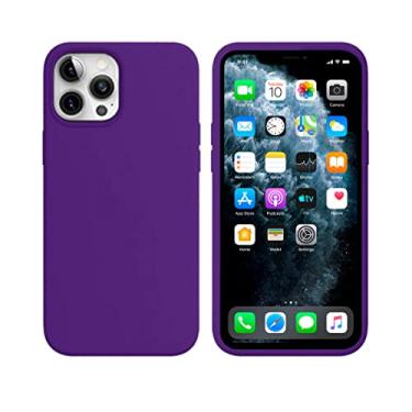 Imagem de Capinha Colorida Compatível Com iPhone 12 PRO MAX Vermelha ,Preta, Laranja, Amarela, Azul, Rosa, Pink, Branca, Lilás, Marrom, Verde, Roxo, Case Slim Flexível Aveludada Com 3 Camadas De Proteção PREMIUM ONYK (ROXO)