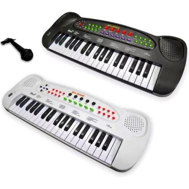 Imagem de Piano Teclado Infantil Microfone Cantar Brinquedo Musical - Dm Toys