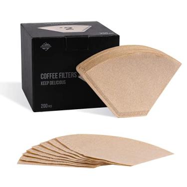 Imagem de Filtros de papel para café, filtro de papel cone nº 2 da CrossCreek 200 folhas descartáveis cone cru filtro de papel coador de café 6204-30002-01A