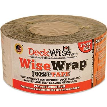 Imagem de DeckWise WiseWrap JoistTape 7,6 cm x 190,5 cm autoadesivo junta piscando fita para madeira de madeira, madeira térmica, PVC, tratamento de pressão e decalque composto (1 rolo)
