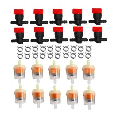 Imagem de Filtro de combustível KIPA 1/4" em linha Filtro de gás Desligamento de válvula de fixação para Briggs & Stratton 494768 697947 698183 John Deere AM36141 AM107340 Kawasaki 49019-7001 Pacote com 10