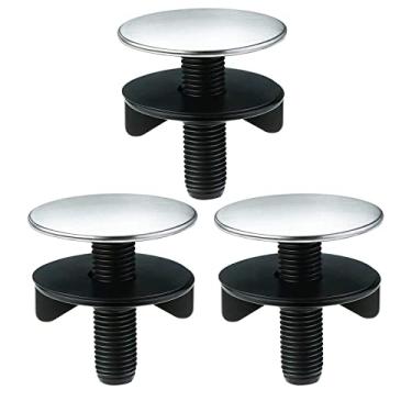 Imagem de JAKENHAM Pacote com 3 tampas de furo de pia, tampa de furo de torneira, tampa de rolha de placa de torneira de pia, acessórios de pia de cozinha, plugue de metal anulado, aço inoxidável resistente a