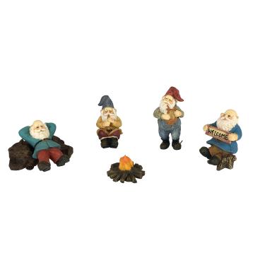 Imagem de GlitZGlam Happy Gnomos Acampamento - Conjunto de 6 peças de Gnomo de Jardim para o Jardim de Fadas em Miniatura