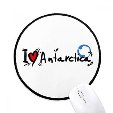 Imagem de DIYthinker I Love Antártica Word Flag Love Heart Illustration Mouse Pad Desktop Office Round Mat para Computador