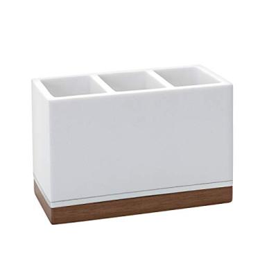 Imagem de Zenna Home Brentwood Organizador de banheiro branco com acabamento de bordo