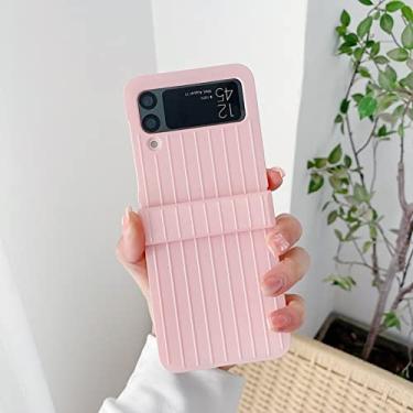 Imagem de Capa de telefone com caixa de bagagem listrada cor doce moda para Samsung Galaxy Z Flip 3 ZFlip 3 4 ZFlip4 5G, rosa, para Galaxy Z Flip 4