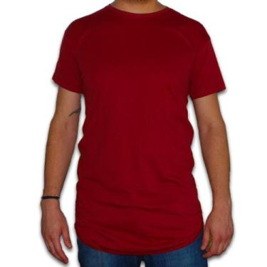 Imagem de Camiseta Algodão Básica Longline Masculina Manga Curta Vermelha - Rlcs