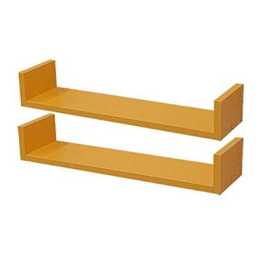 Imagem de Kit 2 Prateleiras U 90 x 20cm Amarela Suporte Invisível