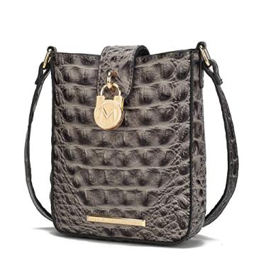 Imagem de MKF Collection Bolsa tiracolo feminina, couro vegano em relevo de crocodilo sintético, bolsa de ombro, bolsa de mão da Mia K, Avery Charcoal, Medium