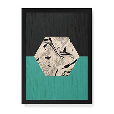 Imagem de Arte Maníacos Quadro Decorativo em Madeira Escandinavo Losango - 23x16,25cm (Moldura caixa em laca preta)