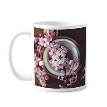 Imagem de Vaso de flor de ameixa rosa Art Deco presente Caneca moderna cerâmica café xícara de porcelana louça