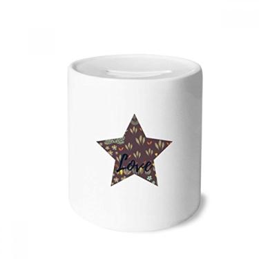 Imagem de DIYthinker Caixa de moedas de cerâmica para caixa de dinheiro com tinta de flor de feijão mungo, presente de cofrinho