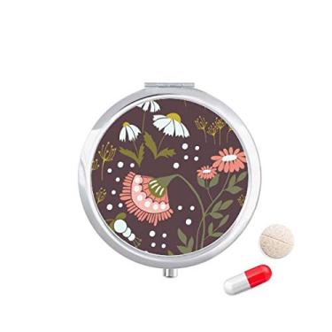 Imagem de Caixa de comprimidos de tinta vegetal com flores marrons para guardar remédios