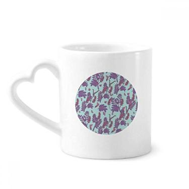 Imagem de Caneca de cerâmica de café com pintura de plantas de lavanda, copo de coração de vidro