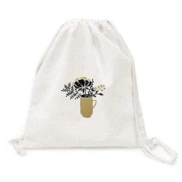 Imagem de Mochila de lona com cordão para compras e viagem com citação dourada