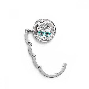 Imagem de Fone de ouvido chapéu de lã branco proteção de gato gancho de mesa decorativo fecho dobrável gancho