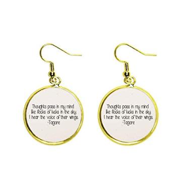 Imagem de Brinco Qoutes Curativo Sentências Pensamentos Lucks Orelha de Voz Pingente Dourado Joia Feminina