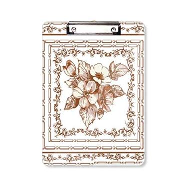 Imagem de Moldura de flor de arte barroca padrão moderno prancheta pasta bloco de escrita placa de apoio A4