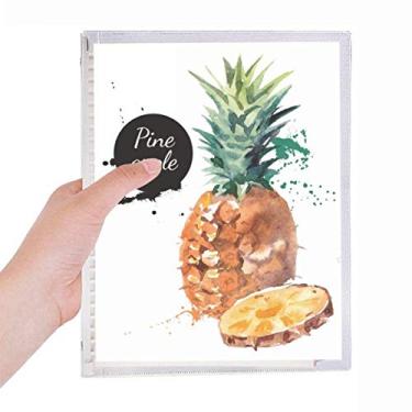 Imagem de Caderno de folhas soltas e saudáveis com abacaxi, caderno de aquarela, diário recarregável