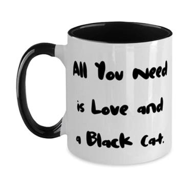 Imagem de Útil gato preto, All You Need is Love and a Black Cat Caneca de dois tons de gato preto de 325 ml da Friends