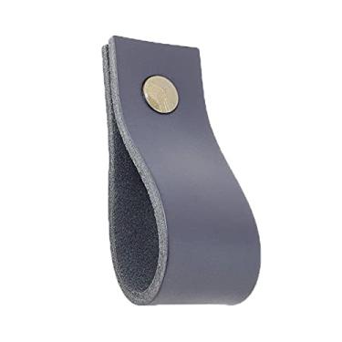 Imagem de Puxador Doko Parafuso - Couro Legítimo Azul Marinho - Parafuso Ouro Velho