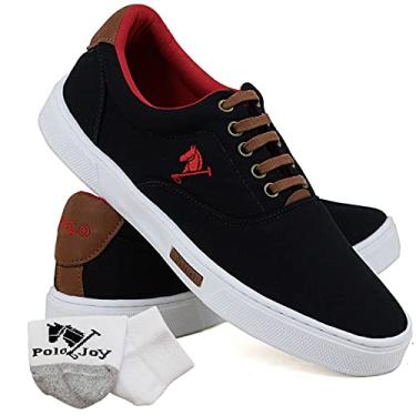 Imagem de Kit Sapatênis Casual Amarração com Meia Masculino Confort-Preto - 40
