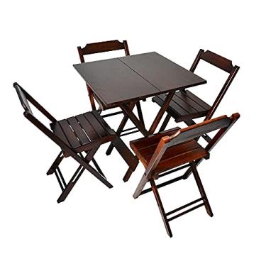 Imagem de Jogo De Mesa Com 4 Cadeiras De Madeira Dobravel Robust 70x70 Ideal Para Bar E Restaurante - Imbuia