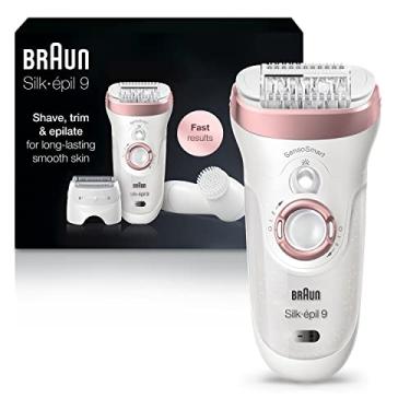 Imagem de Braun Depilador Silk-épil 9 9-880, Remoção de Pelos Faciais para Mulheres, Dispositivo de Remoção de Pêlos, Molhado e Seco, Escova de Limpeza Facial, Barbeador e Aparador Feminino, Sem Fio, Recarregável, Kit de Beleza