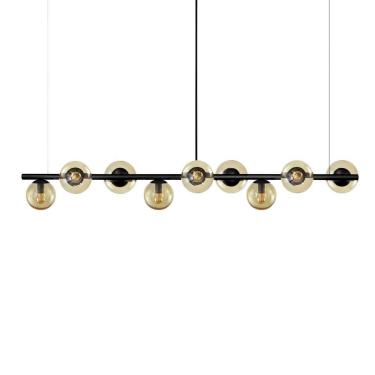 Imagem de Lustre Pendente Figo Preto 1,5M - 9 Globos de Vidro Âmbar