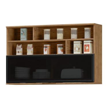 Imagem de Armário Aéreo 1 Porta Basculante Porta Temperos Toscana Espresso Móveis Freijó