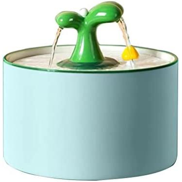 Imagem de Fonte De Água De Cerâmica Para Animais De Estimação, Ultrassilencioso Para Animais De Estimação, Bebedouro Automático USB, Tigela Para Cães E Gatos,Azul 1,5l,Hilarious123