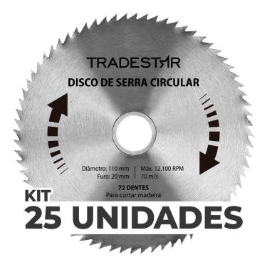 Imagem de Kit 25 Discos Serra Circular Madeira 72 D 110x20mm Makita